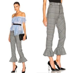 New Self-Portrait Frilled Check Trousers